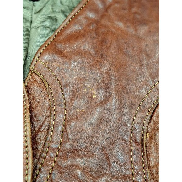 Vtg Distress kids Genuine Brown Leather Western Vest - Picture 6 of 16